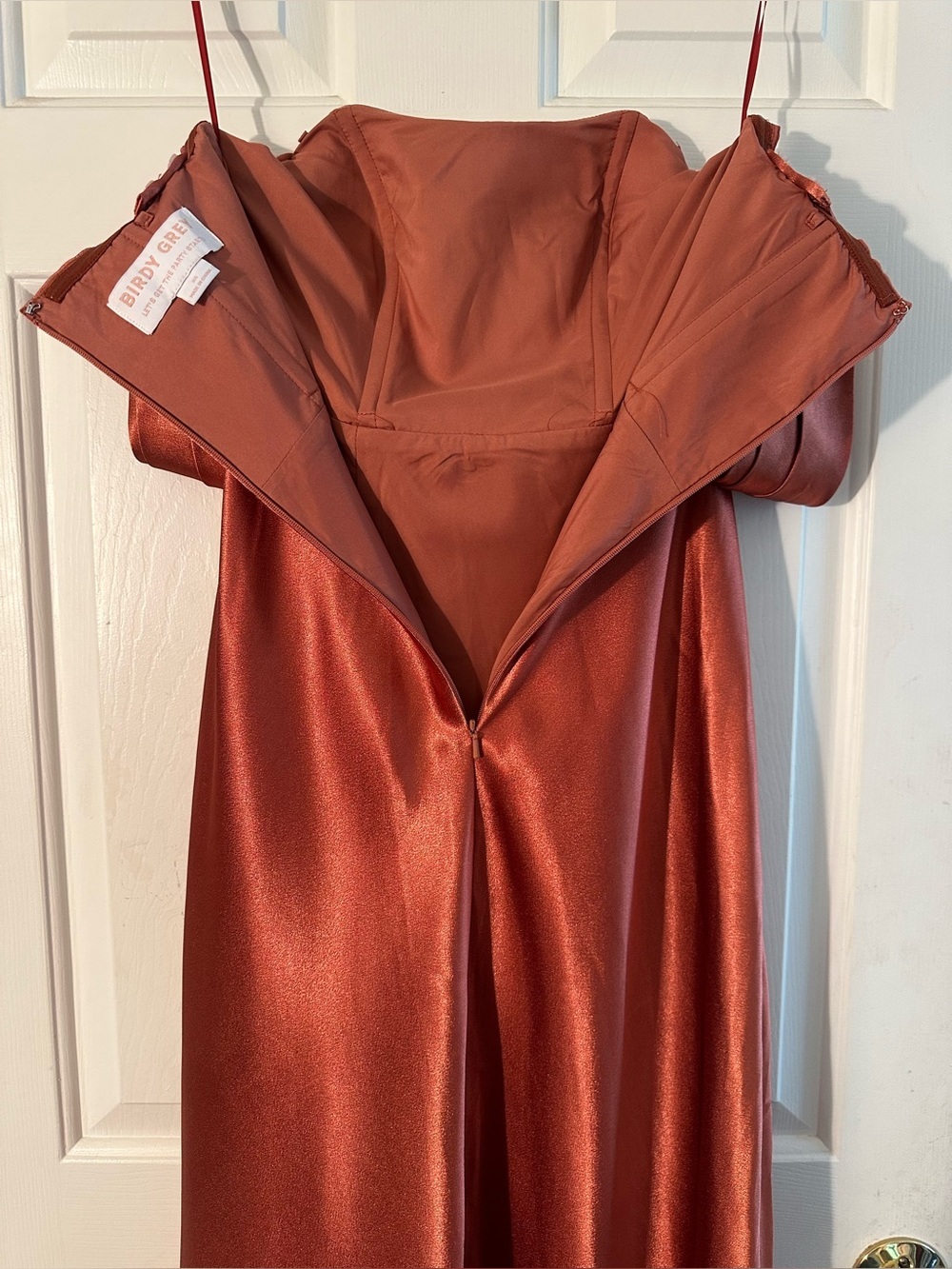 BIRDY GRAY XS Wedding Formal MIA Shiny Satin Maxi Dress Terracotta Convertible - Picture 13 of 16